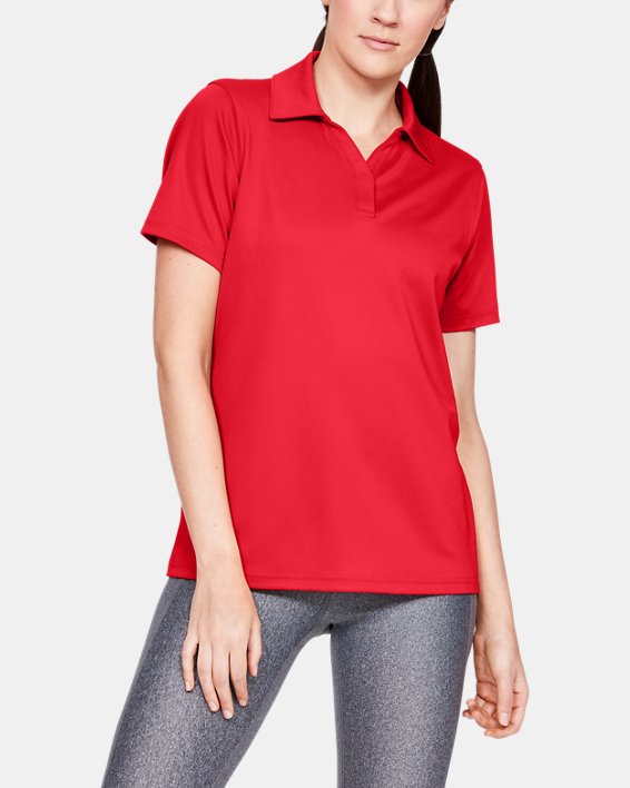 女士UA Performance Polo衫 in Red image number 0